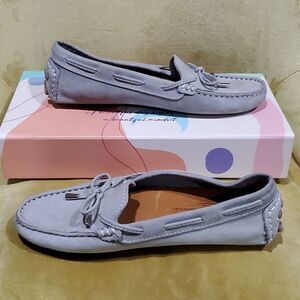 Mercanti Fiorentini Genuine Leather Driving Loafers in Grey/Silver Size 7